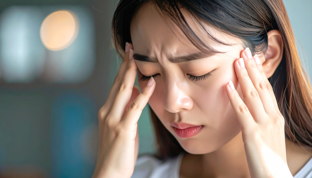 頭痛に悩んでいる女性